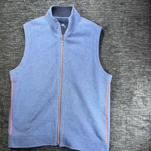 Tommy Bahama Reversible Vest Men XL Blue Navy Full Zip Mock Neck Contrast Stitch